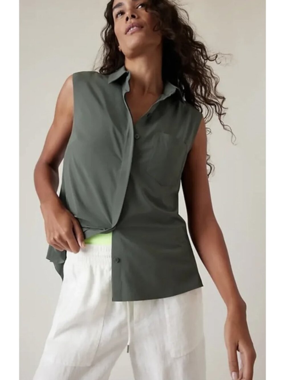 ATHLETA Everlasting Tank Top Bali Green 2X Travel Office Casual Minimalist